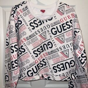 Guess White and Black Graphic Sweatshirt
